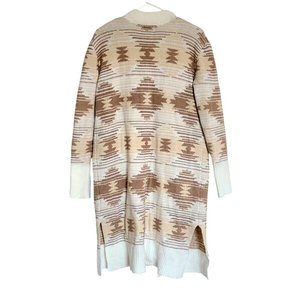 Time And Tru Women’s Cardigan 4-6 Tan Nordic Sweater Aztec Fall Oversized Long - Picture 2 of 9